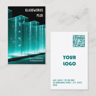 Custom Logo & QR Glass Company Business Card