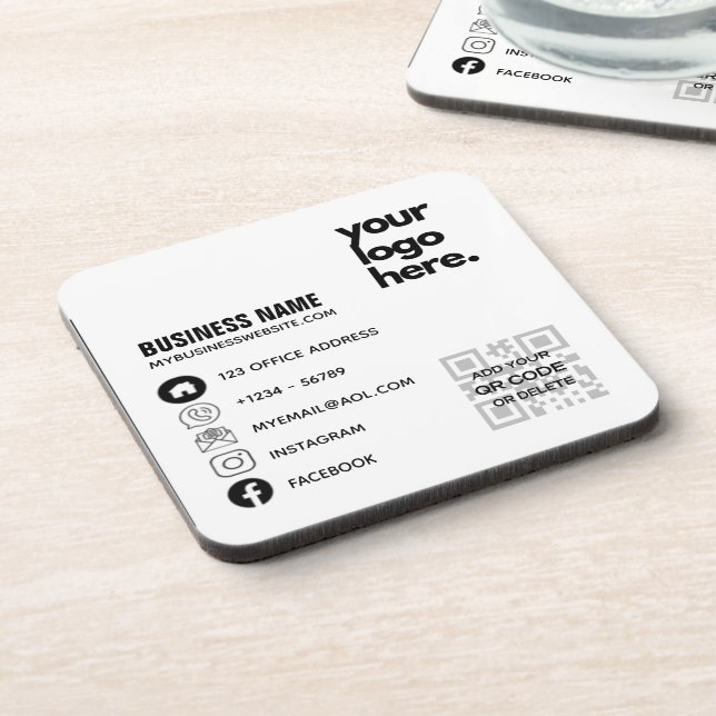 Custom LOGO QR Scanning Code Social Media Icons Coaster (Left Side)