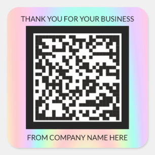 Custom Logo QRCode Name Thank You Holograph Name Square Sticker