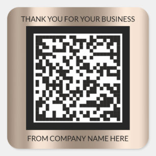 Custom Logo QRCode Name Thank You Name Rose Square Sticker