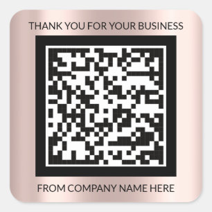 Custom Logo  QRCode Name Thank You Rose Frame Square Sticker
