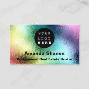 Custom Logo Rainbow Holographic Unicorn Pink Business Card