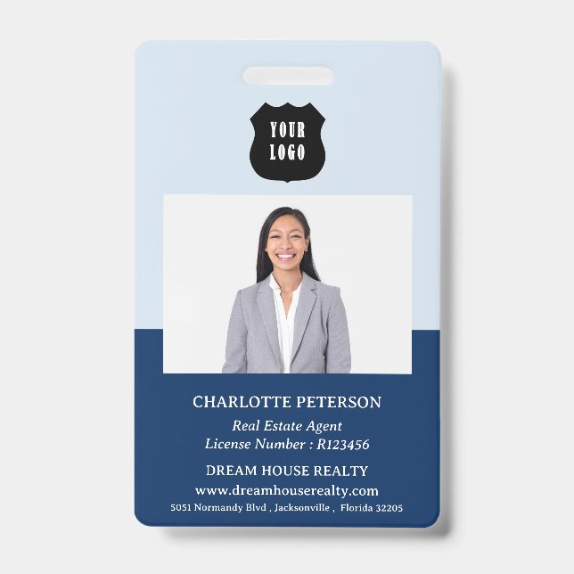 Custom Logo Real Estate Realtor Name ID Badge (Front)