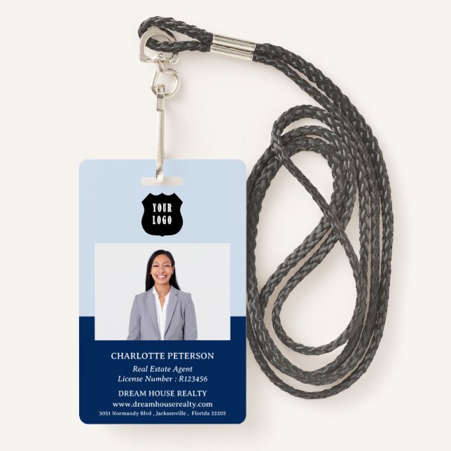 Custom Logo Real Estate Realtor Name ID Badge (Front with Lanyard)