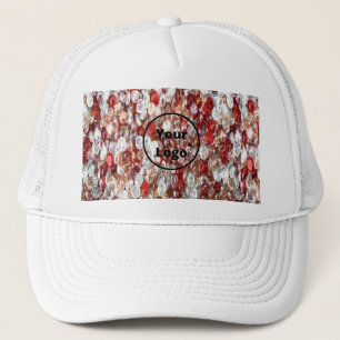 Custom logo red and clear glass crystal pattern trucker hat