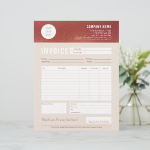 Custom Logo Rose Gold Foil Invoice Form Custom Letterhead