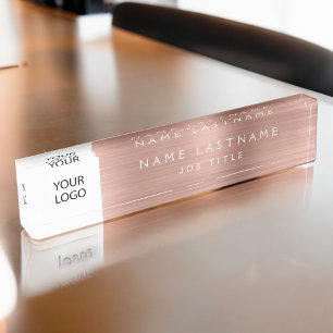 Custom Logo Rose Gold Pink Professional Nameplate