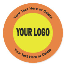 Custom Logo Round Business Stickers Orange Yellow 