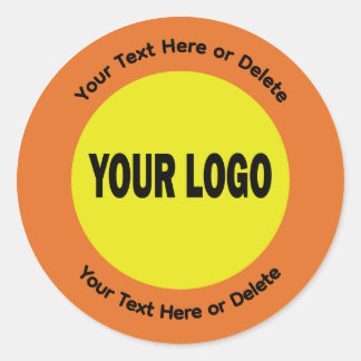Custom Logo Round Business Stickers Orange Yellow 