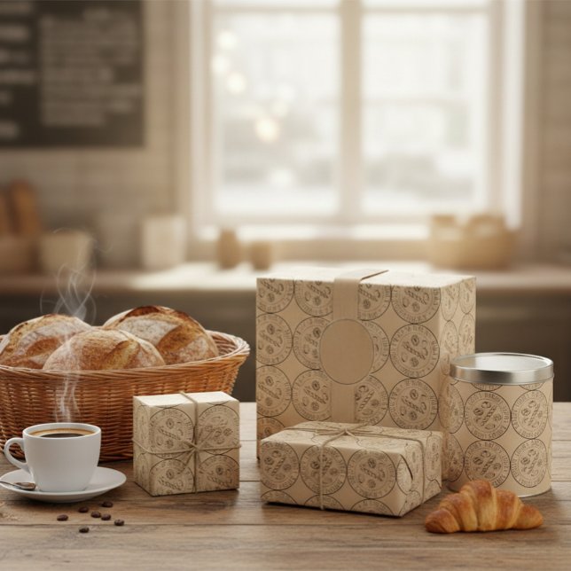 Custom Logo Rustic Bread & Pastry Wrap Wrapping Paper (Creator Uploaded)