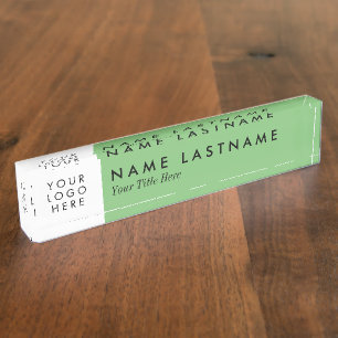 Custom Logo Sage Green Pastel Black Text Modern Nameplate