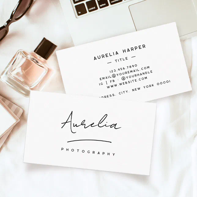 Custom Logo Signature Modern Minimalist Social Business Card | Zazzle