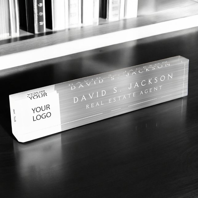 Custom Logo Silver Elegant Professional Nameplate (Creator Uploaded)