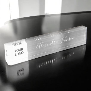 Custom Logo Silver Elegant Professional Nameplate