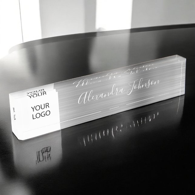 Custom Logo Silver Elegant Professional Nameplate (Creator Uploaded)