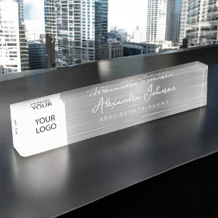 Custom Logo Silver Elegant Professional Nameplate