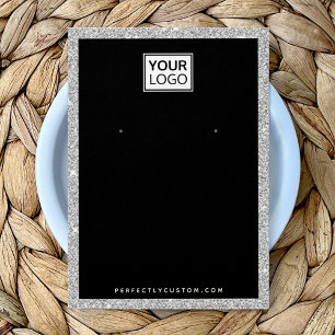 Custom logo silver glitter earring display card