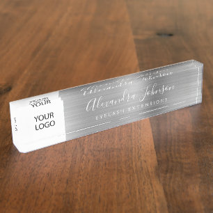 Custom Logo Silver Lashes Eyelash Extensions Nameplate