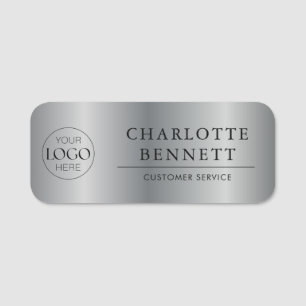 Custom Logo Silver Office Employee Staff Name Tag