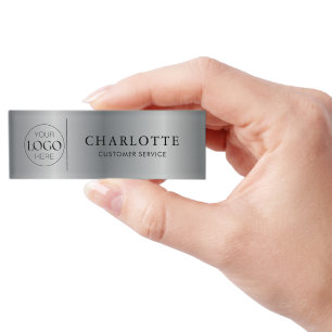 Custom Logo Silver Print Office Employee Staff Name Tag