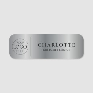 Custom Logo Silver Print Office Employee Staff Name Tag