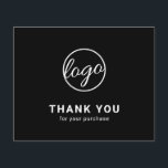 Custom Logo Simple Black Budget Thank You Card<br><div class="desc">Custom black and white budget business thank you card featuring a minimalist design with your logo on the front along with "Thank you for your purchase". The backside has your personal message. A basic and plain design that still comes across as professional. This simple thank you card is great for...</div>