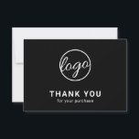 Custom Logo Simple Black Business Thank You Card<br><div class="desc">Custom black business thank you card featuring a minimalist design with your logo on the front along with "Thank you for your purchase". The backside has your personal message. A basic and plain design that still comes across as professional. This simple thank you card is great for any type of...</div>