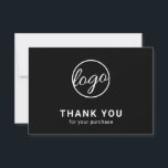 Custom Logo Simple Black Business Thank You Card<br><div class="desc">Custom black business thank you card featuring a minimalist design with your logo on the front along with "Thank you for your purchase". The backside has your personal message. A basic and plain design that still comes across as professional. This simple thank you card is great for any type of...</div>