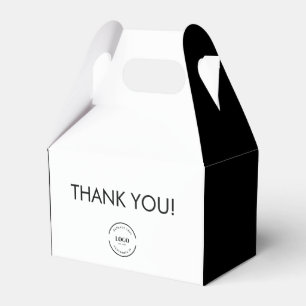 Custom Logo simple Black white Thank you  Favour Box