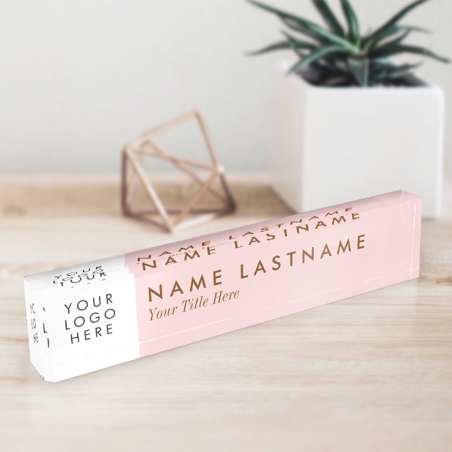 Custom Logo Simple Blush Pink Pastel Light Elegant Nameplate (Creator Uploaded)