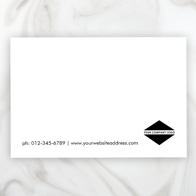 Custom Logo Simple Elegant Note Card (Stylishly Personalize with Your Custom Logo and Business Contact Details.)