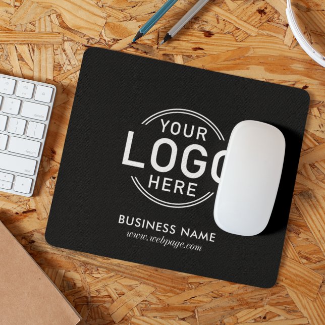 Custom Logo Simple Minimalist Black Name Website Mouse Mat (Creator Uploaded)