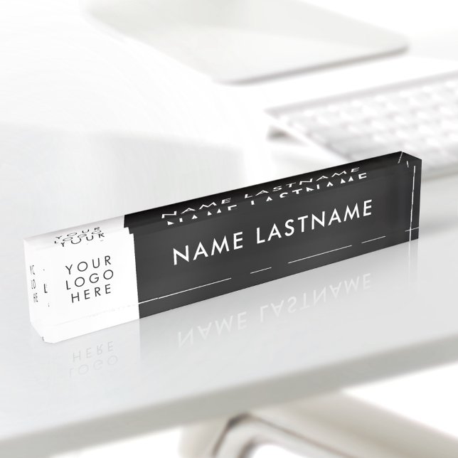 Custom Logo Simple Minimalist Black White Acrylic Nameplate (Creator Uploaded)