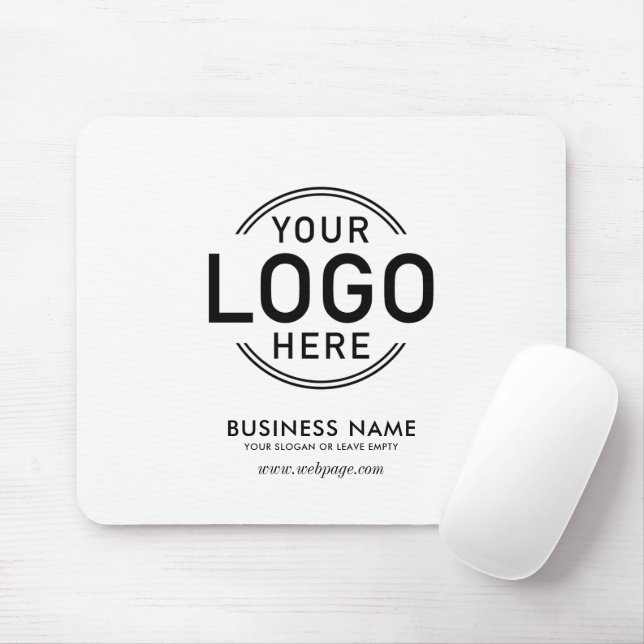 Custom Logo Simple Minimalist White Name Website Mouse Mat (With Mouse)