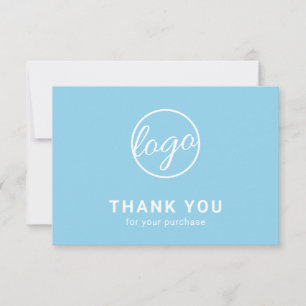 Custom Logo Simple Modern Light Sky Blue Business Thank You Card