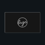 Custom Logo Simple Professional Black Modern Business Card<br><div class="desc">Custom black business cards featuring a minimalist design with your logo on the front in a large format. On the back is your business name in bold along with your name and title. Below is a template for you to add your contact information. A basic and plain design that still...</div>