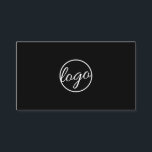 Custom Logo Simple Professional Black Modern Business Card<br><div class="desc">Custom black business cards featuring a minimalist design with your logo on the front in a large format. On the back is your business name in bold along with your name and title. Below is a template for you to add your contact information. A basic and plain design that still...</div>