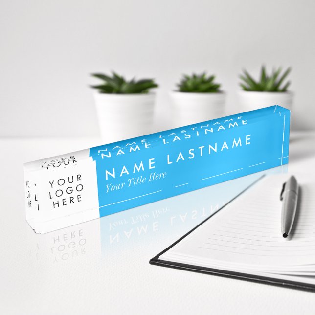 Custom Logo Sky Blue Bright Modern Nameplate (Creator Uploaded)