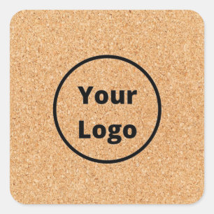 Custom logo sliced wood block square sticker