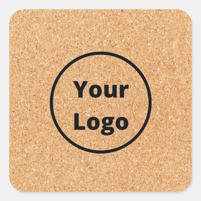 Custom logo  sliced wood block square sticker (Front)