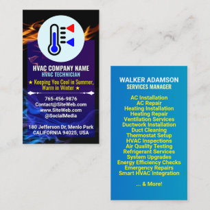 Custom Logo & Slogan   Heating and Cooling HVAC Business Card
