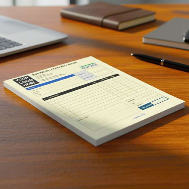 Custom Logo Small Business Invoice Sales Receipt Notepad (Custom company logo invoice)