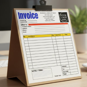 Custom Logo Small Business Invoice Sales Receipt O Notepad