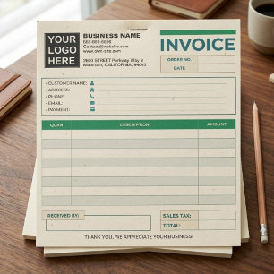 Custom Logo   Small Business Invoice Template  Notepad