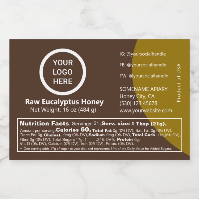 Custom Logo Small Container FDA Complaint Honey Food Label (Single Label)