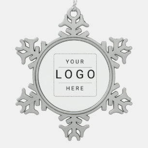 Custom Logo Snowflake Pewter Christmas Ornament