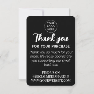 Custom logo social media black Flat Thank You Card