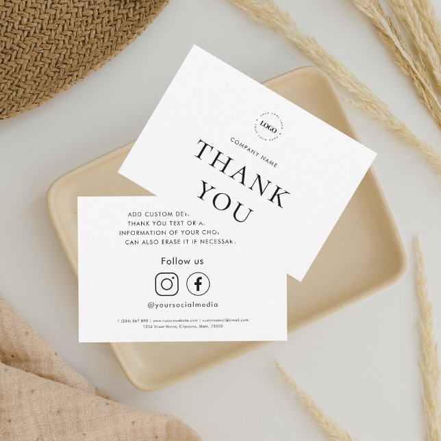 Custom Logo Social Media Business Company Customer Thank You Card (Creator Uploaded)