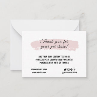 Custom logo social media elegant thank you card