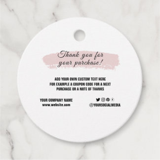 Custom logo social media elegant thank you  favour tags